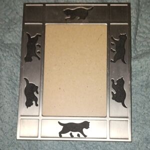 Cat Silhouette Picture Frame in Brushed Metal